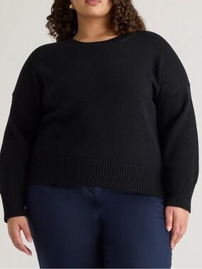 Quince 100% Organic Cotton Boyfriend Crew Sweater NWT black sz 3x